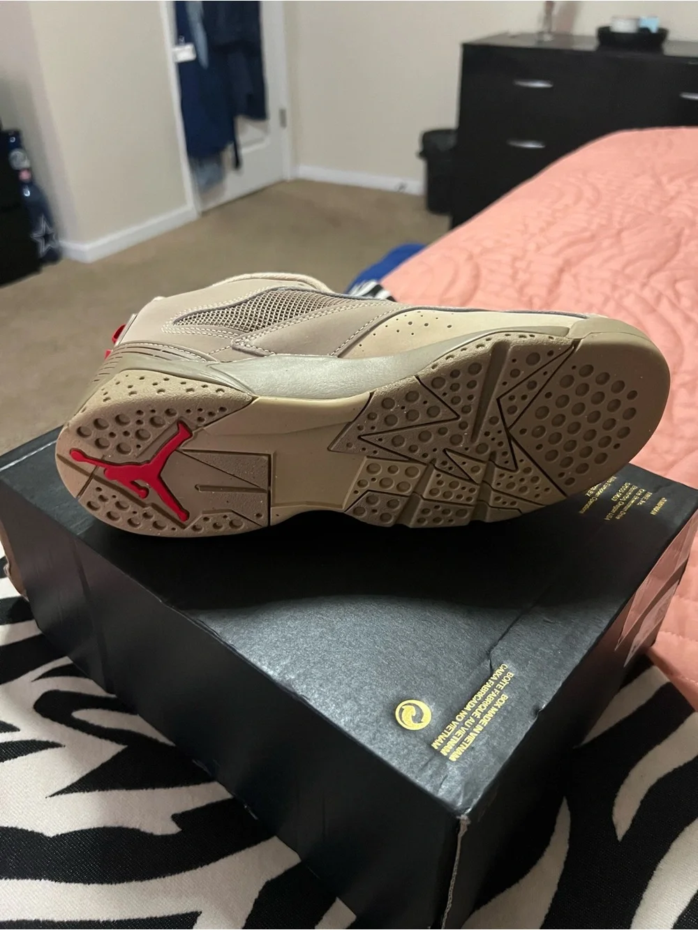 Jordan Kids Tan Sneakers with Red Jumpman Accents